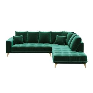 Canapé d'angle droit vert foncé 4 places