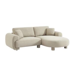 Canapé d'angle droite 3 places tissu beige pieds ronds