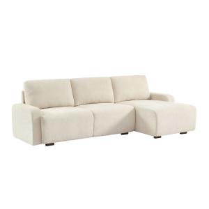 Canapé d'angle droite 3 places tissu blanc cassé