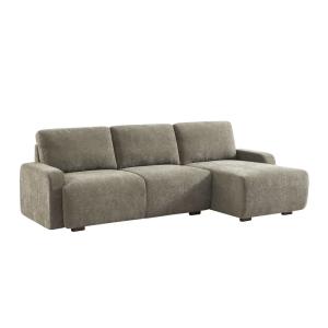 Canapé d'angle droite 3 places tissu vert de gris