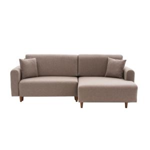 Canapé d'angle droite convertible en tissu L246 cm - Taupe