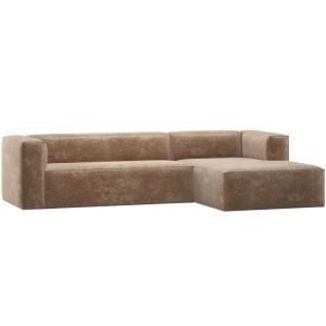 Canapé d'angle droite en tissu chenille taupe