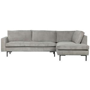 Canapé d'angle droite en tissu côtelé gris