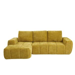 Canapé d'angle en tissu 4 places jaune moutarde