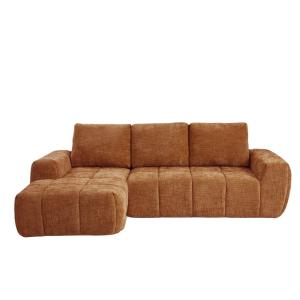 Canapé d'angle en tissu 4 places terracotta