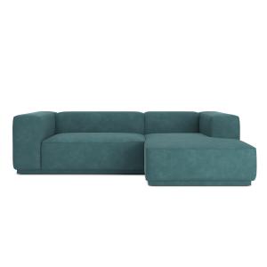 Canapé d'angle en tissu 5 places bleu paon