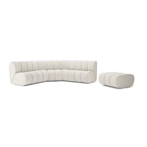Canapé d'angle en tissu 6 places blanc pur