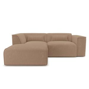 Canapé d'angle en velours côtelé 4 places marron
