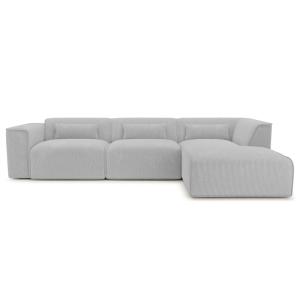 Canapé d'angle en velours côtelé 6 places gris