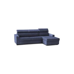 Canapé d'angle fixe 3 places en tissu bleu