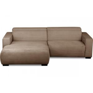 Canapé d'angle gauche 1 relax électrique velours cotelé mar…