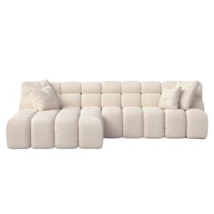 Canapé d'angle gauche  2 places en tissu beige