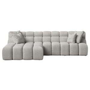 Canapé d'angle gauche 2 places tissu gris