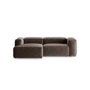 Canapé d'angle gauche 2 places tissu structurel cappuccino
