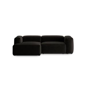 Canapé d'angle gauche 2 places tissu structurel noir