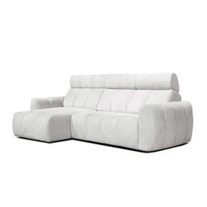 Canapé d'angle gauche 3 places, assise coulissante; crème