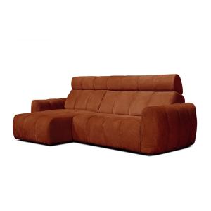 Canapé d'angle gauche 3 places, assise coulissante; rouge