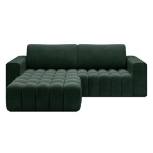Canapé d'angle gauche 3 places convertible en tissu - Vert…
