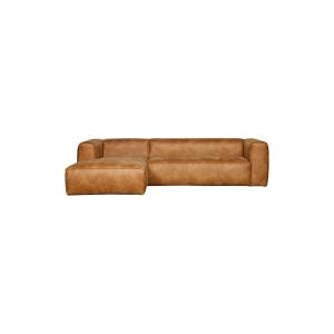 Canapé d'angle gauche 3 places en tissu marron