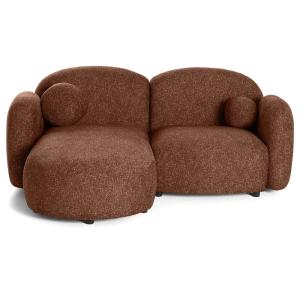 Canapé d'angle gauche 3 places en tissu moucheté terracotta…