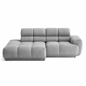 Canapé d'angle gauche 3 places en tissu texturé gris