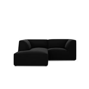 Canapé d'angle gauche 3 places en tissu velours noir