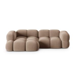 Canapé d'angle gauche 3 places en velours beige foncé