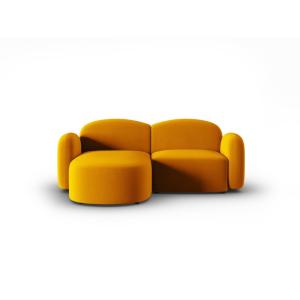 Canapé d'angle gauche 3 places en velours jaune