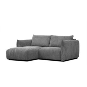 Canapé d'angle gauche 3 places tissu gris foncé