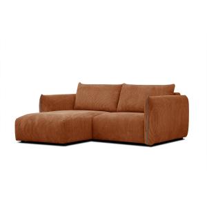 Canapé d'angle gauche 3 places tissu marron