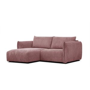 Canapé d'angle gauche 3 places tissu rose