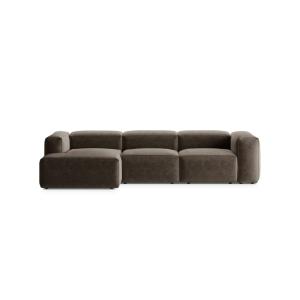 Canapé d'angle gauche 3 places tissu structurel cappuccino