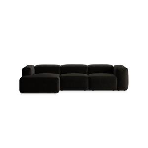Canapé d'angle gauche 3 places tissu structurel noir