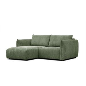 Canapé d'angle gauche 3 places tissu vert