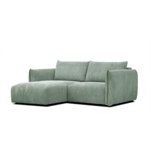 Canapé d'angle gauche 3 places tissu vert clair
