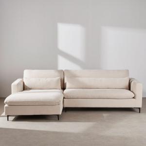 Canapé d'angle gauche 4/5 places avec têtière effet velours…