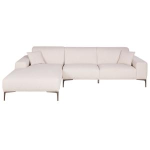 Canapé d'angle gauche 4/5 places en textile tramé beige