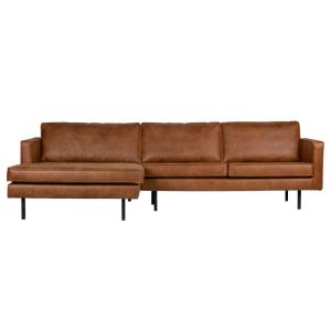 Canapé d'angle gauche 4 places en cuir recyclé marron