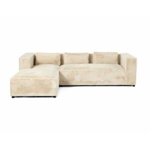 Canapé d'angle gauche 4 places en fausse fourrure beige