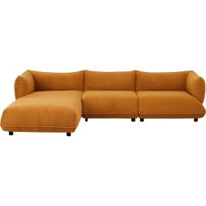Canapé d'angle gauche 4 places en polyester teddy marron