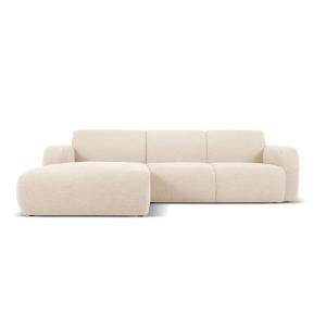 Canapé d'angle gauche 4 places en tissu bouclé beige