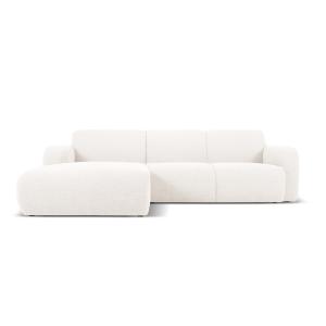Canapé d'angle gauche 4 places en tissu bouclé blanc