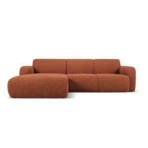 Canapé d'angle gauche 4 places en tissu bouclé marron