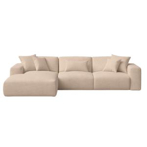 Canapé d'angle gauche 4 places en tissu brun clair