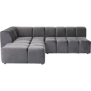 Canapé d'angle gauche 4 places en tissu gris