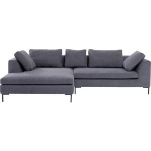Canapé d'angle gauche 4 places en tissu gris foncé