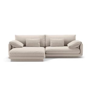 Canapé d'angle gauche 4 places en tissu structurel beige cl…