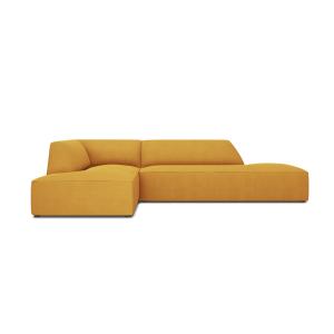 Canapé d'angle gauche 4 places en tissu structurel jaune