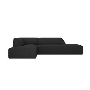 Canapé d'angle gauche 4 places en tissu structurel noir