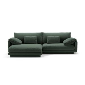 Canapé d'angle gauche 4 places en tissu structurel vert mou…